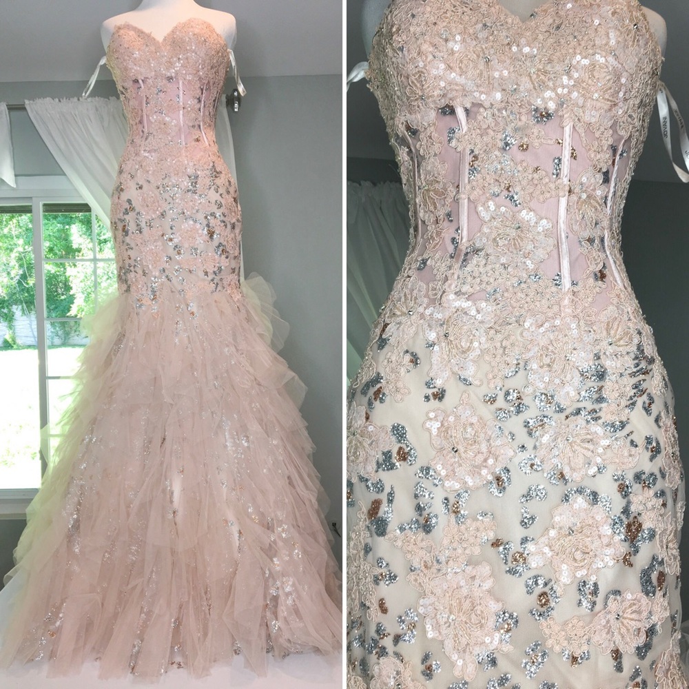 Jovani Gown pretty Pink. Corseted Mermaid gown. With tulle.  Events, prom etc